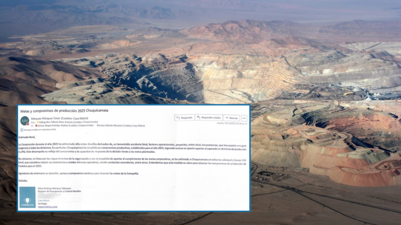 Nuevos mails de Caso Codelco: cómo fueron las presiones a ejecutivos de Chuquicamata para inflar cifras de producción